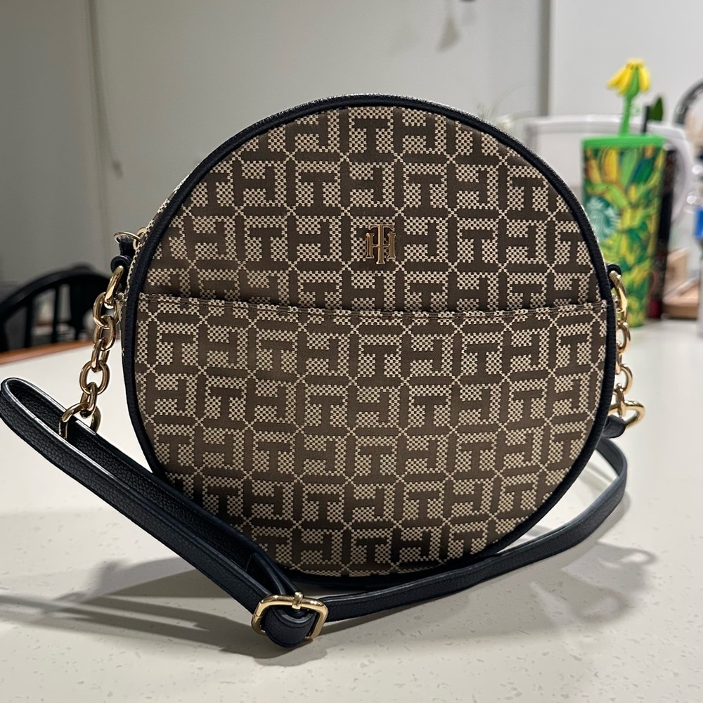 Tommy Hilfiger Dark blue and beige Circle Crossbody Bag